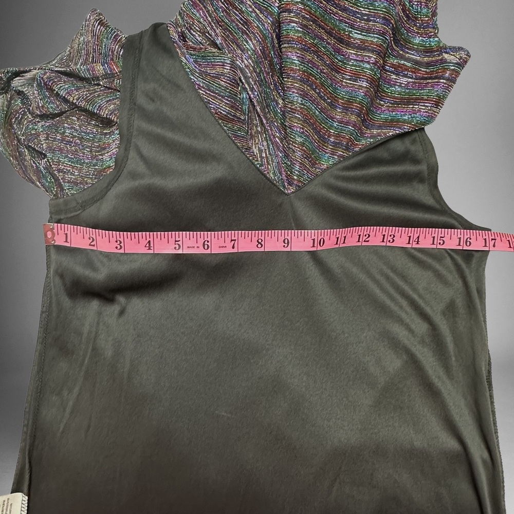 Onyx Nite metallic multi colored Sparkle Blouse Cold Shoulder Style - Picture 14 of 14